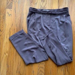 Grey, cuffed, light pants with belt